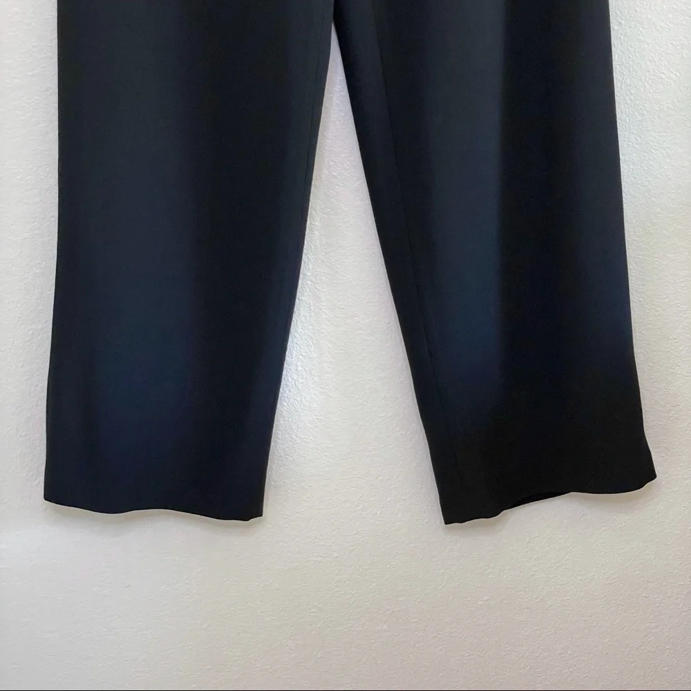 Eileen Fisher Wool Blend Relaxed Straight High Rise Pant Black Small